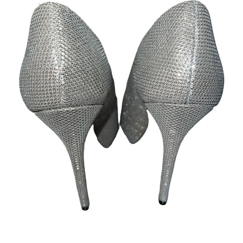 Badgley Mischka Ponderosa Silver Sparkle Formal Shoes Heels 5 - Picture 4 of 5